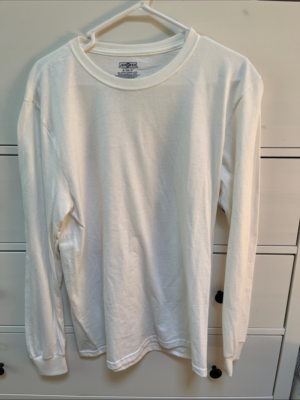 Jerzees Long-Sleeve Crewneck Shirt - White